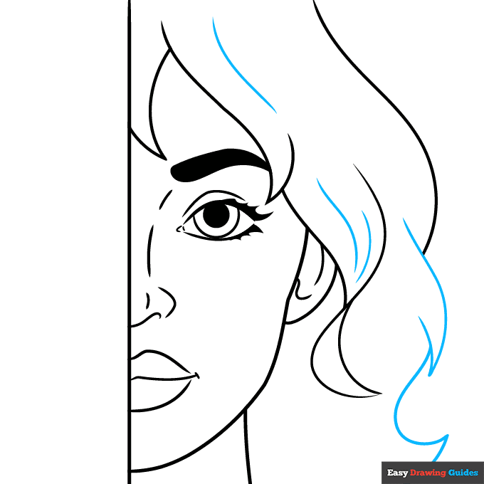 Half Face step-by-step drawing tutorial: step 8