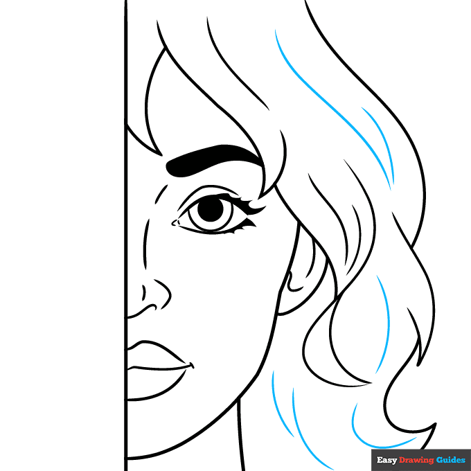 Half Face step-by-step drawing tutorial: step 9