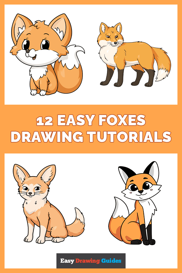12 Easy Foxes Drawing Tutorials Pinterest Image