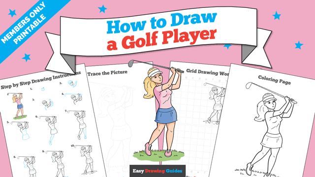 How to Draw a Golf Player Printable Thumbnail