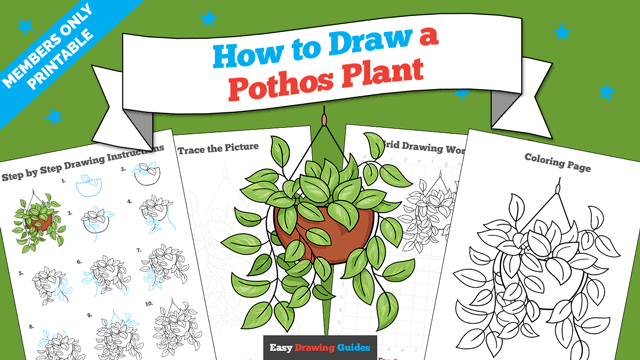 How to Draw a Pothos Plant Printable Thumbnail
