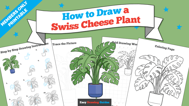 How to Draw a Swiss Cheese Plant Printable Thumbnail