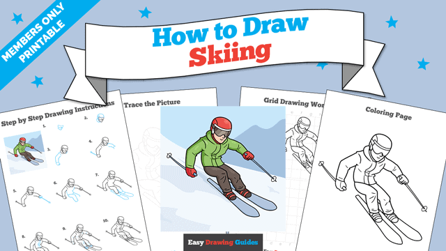 How to Draw Skiing Printable Thumbnail