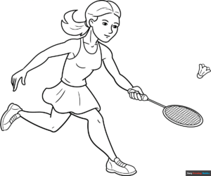 Free Printable Badminton Player Coloring Page