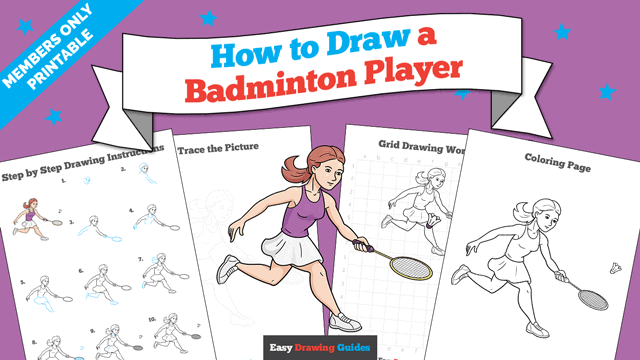 How to Draw a Badminton Player Printable Thumbnail