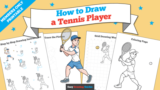 How to Draw a Tennis Player Printable Thumbnail