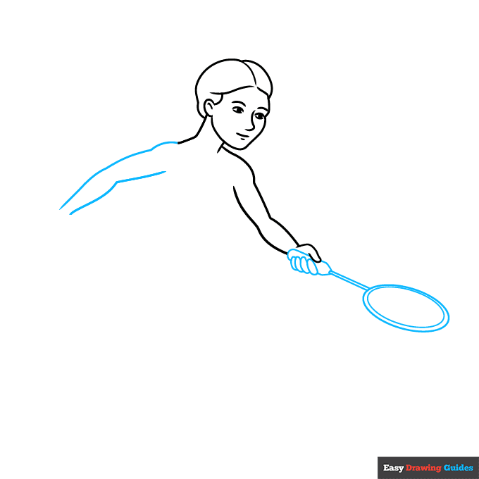 Badminton Player step-by-step drawing tutorial: step 3