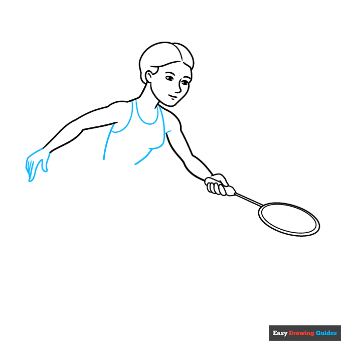 Badminton Player step-by-step drawing tutorial: step 4