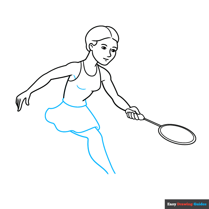 Badminton Player step-by-step drawing tutorial: step 5