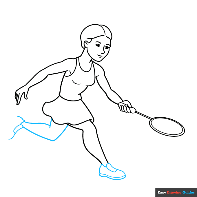 Badminton Player step-by-step drawing tutorial: step 6