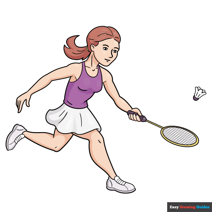 Badminton Player step-by-step drawing tutorial: step 11