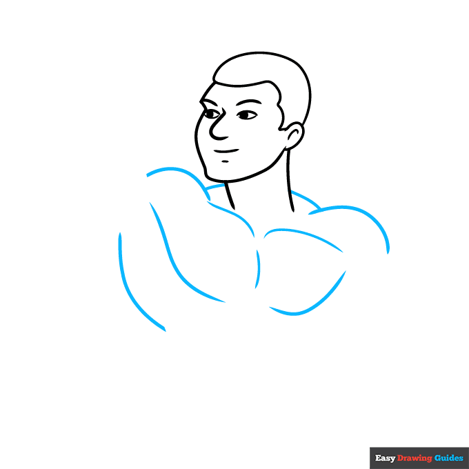Bodybuilding step-by-step drawing tutorial: step 3