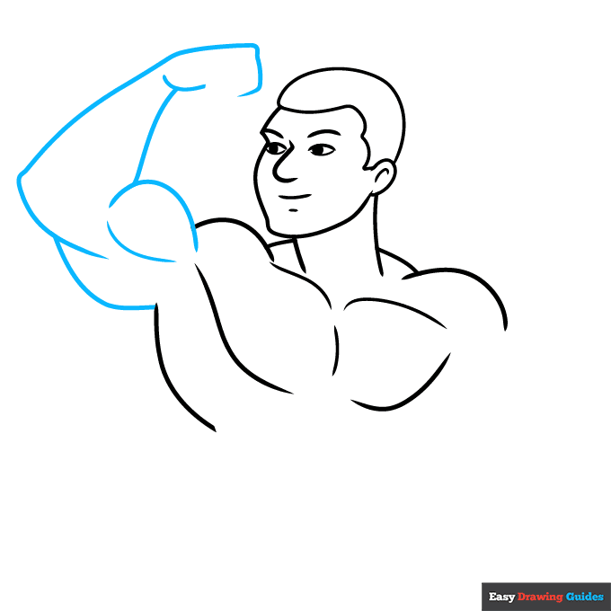 Bodybuilding step-by-step drawing tutorial: step 4