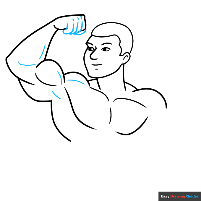 Bodybuilding step-by-step drawing tutorial: step 5