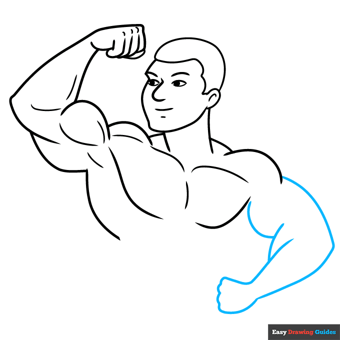 Bodybuilding step-by-step drawing tutorial: step 6