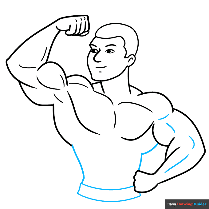 Bodybuilding step-by-step drawing tutorial: step 7