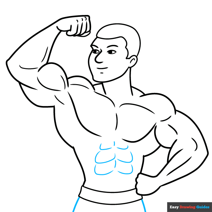Bodybuilding step-by-step drawing tutorial: step 8