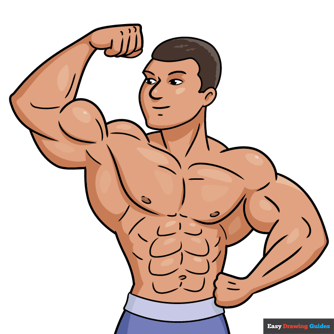 Bodybuilding step-by-step drawing tutorial: step 11