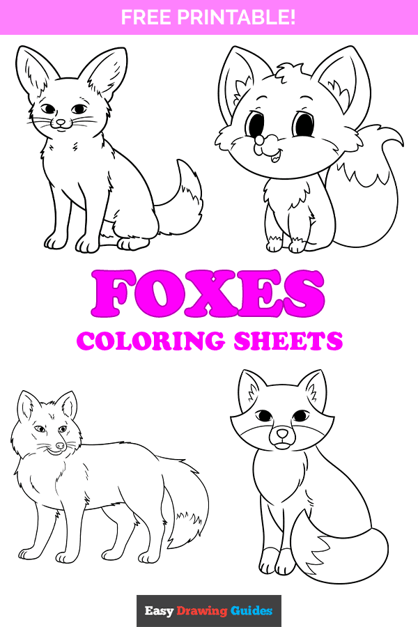 Free printable printable foxes coloring pages - pinterest image