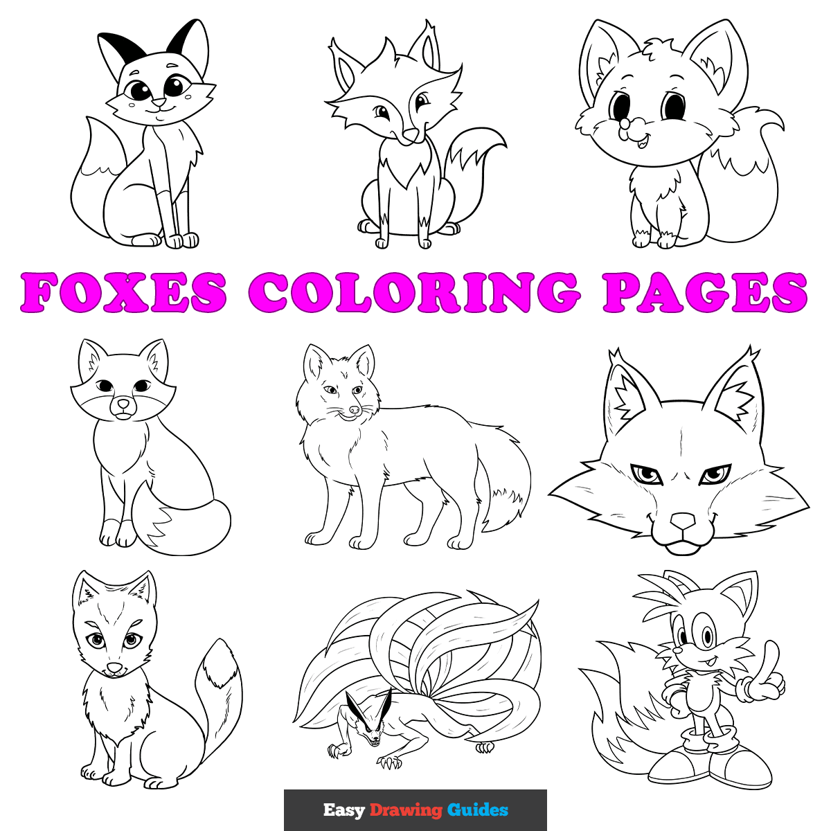 Free printable free foxes coloring pages - pinterest image