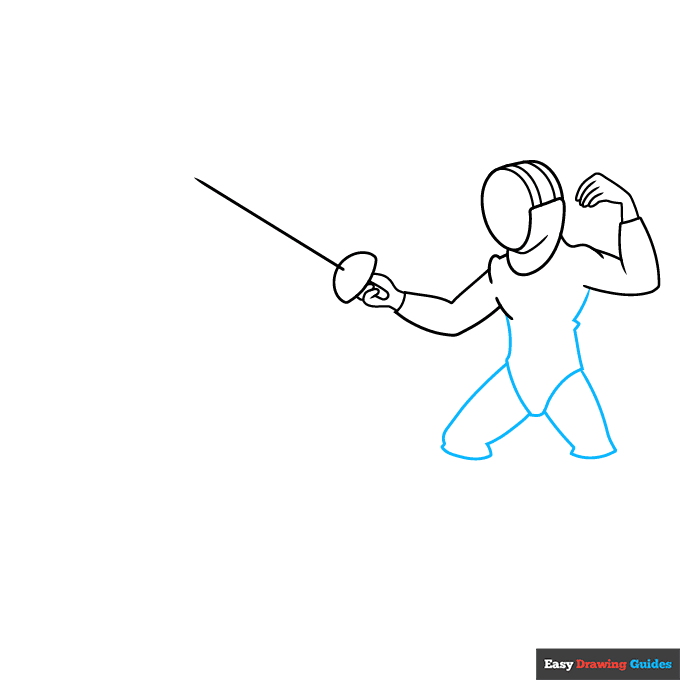 Fencing step-by-step drawing tutorial: step 4