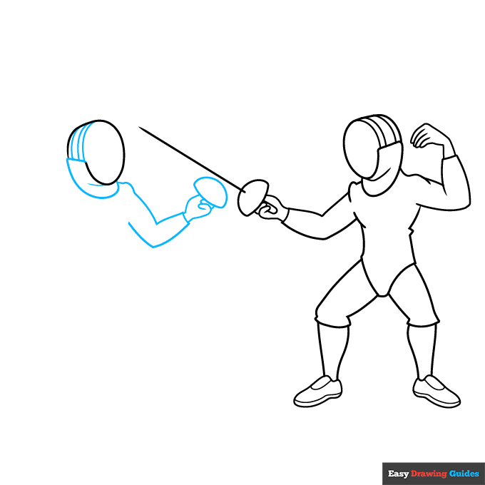 Fencing step-by-step drawing tutorial: step 6
