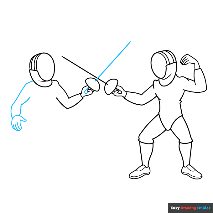Fencing step-by-step drawing tutorial: step 7
