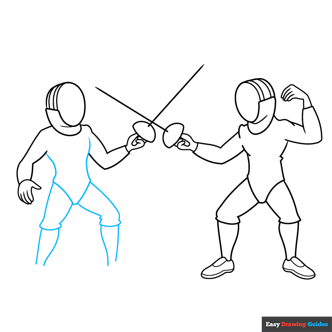 Fencing step-by-step drawing tutorial: step 8