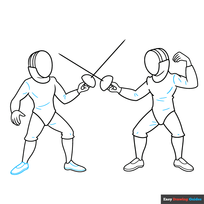 Fencing step-by-step drawing tutorial: step 9