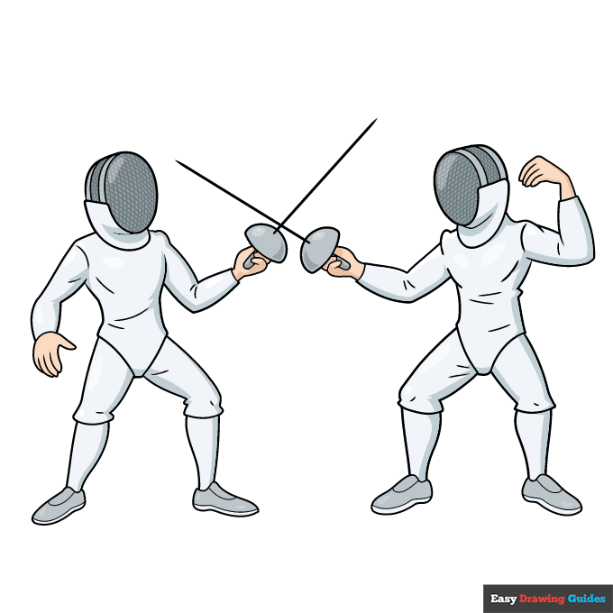 Fencing step-by-step drawing tutorial: step 11