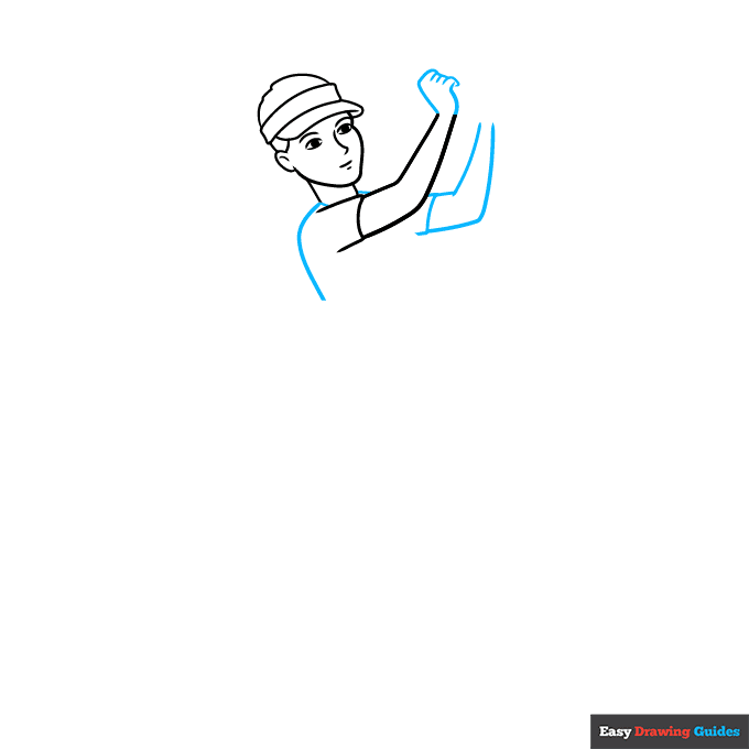 Golf Player step-by-step drawing tutorial: step 3