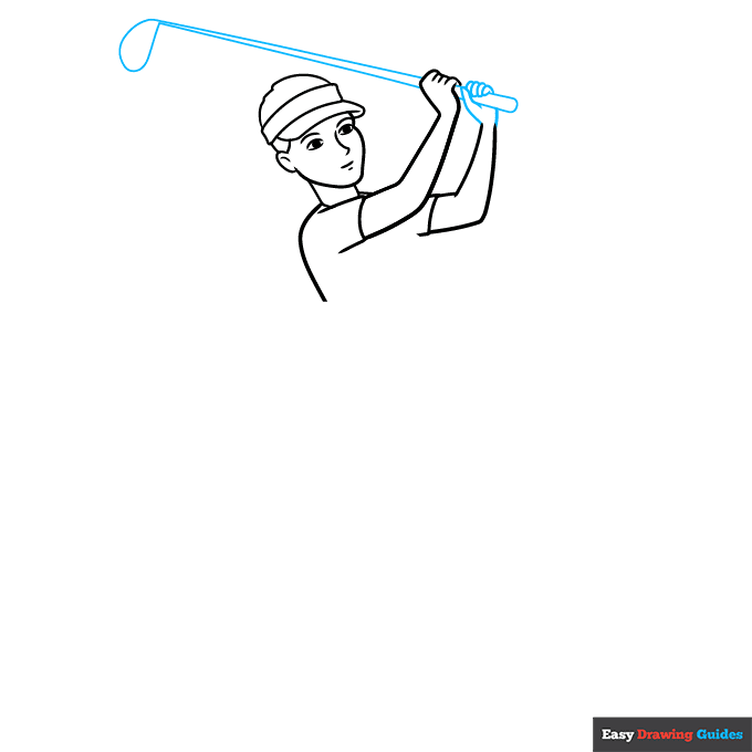 Golf Player step-by-step drawing tutorial: step 4
