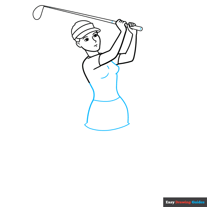 Golf Player step-by-step drawing tutorial: step 5
