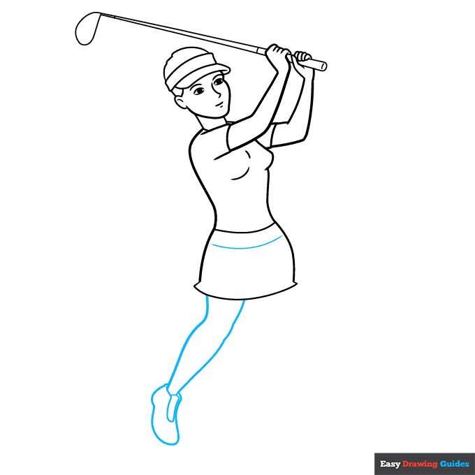 Golf Player step-by-step drawing tutorial: step 6