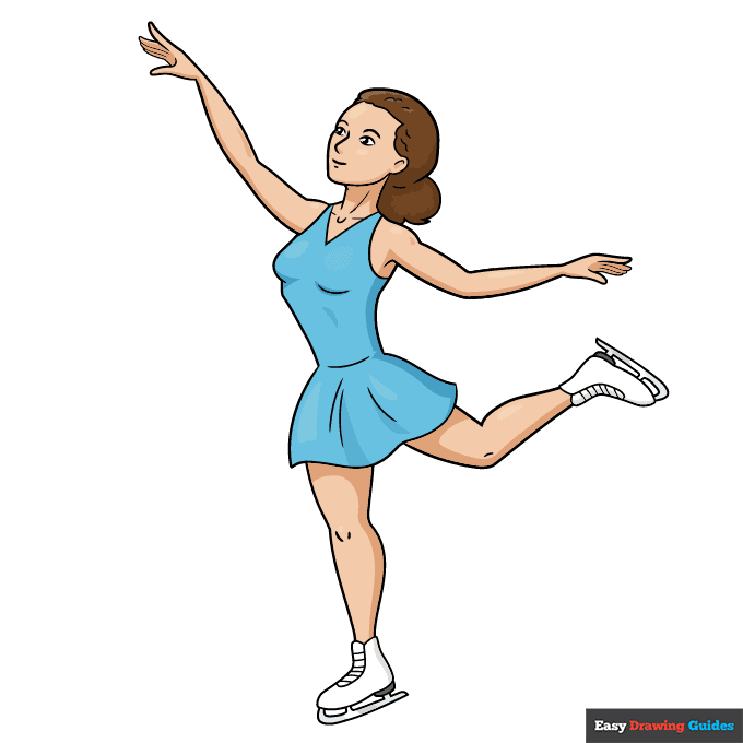 Ice Skating step-by-step drawing tutorial: step 11