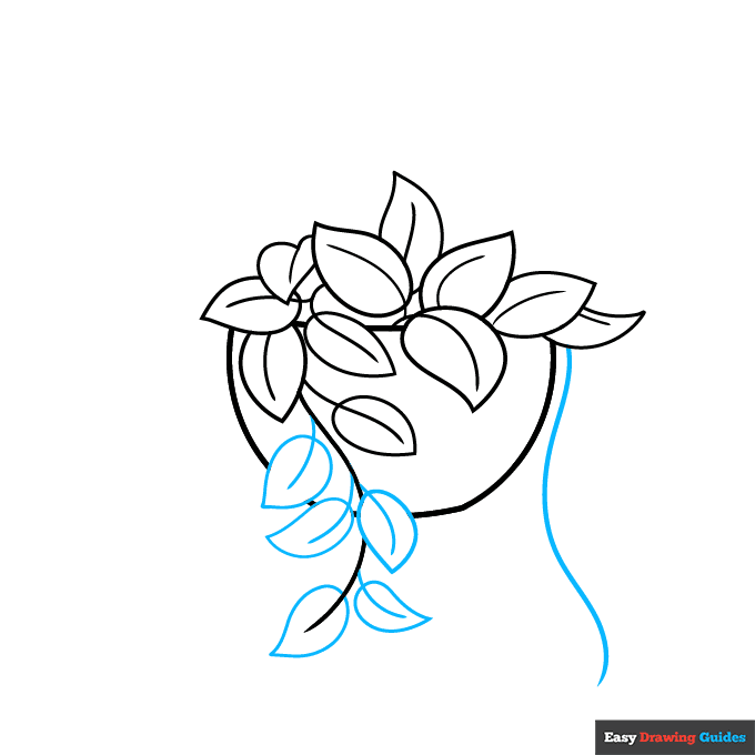 Pothos Plant step-by-step drawing tutorial: step 4