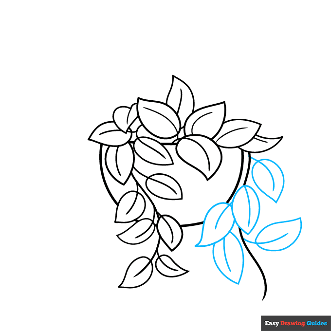 Pothos Plant step-by-step drawing tutorial: step 5