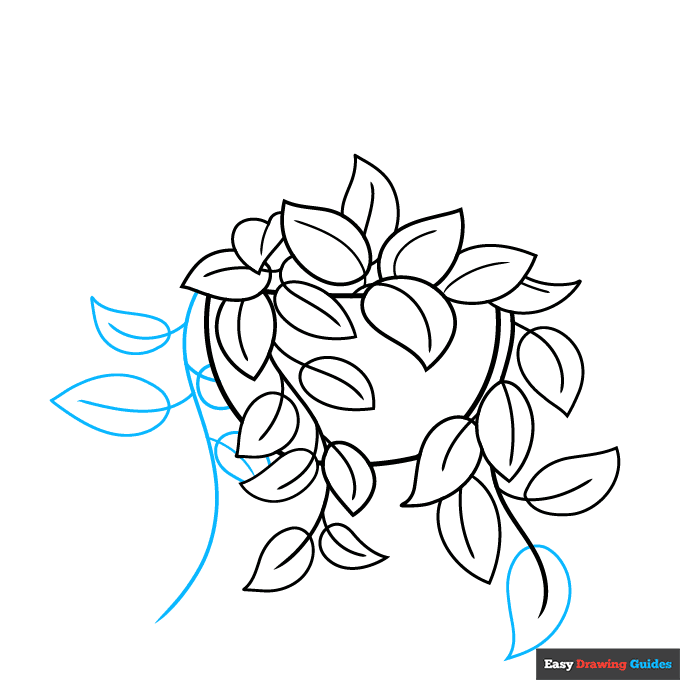 Pothos Plant step-by-step drawing tutorial: step 6