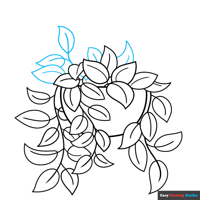 Pothos Plant step-by-step drawing tutorial: step 8