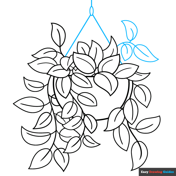 Pothos Plant step-by-step drawing tutorial: step 9