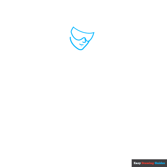 Skiing step-by-step drawing tutorial: step 1