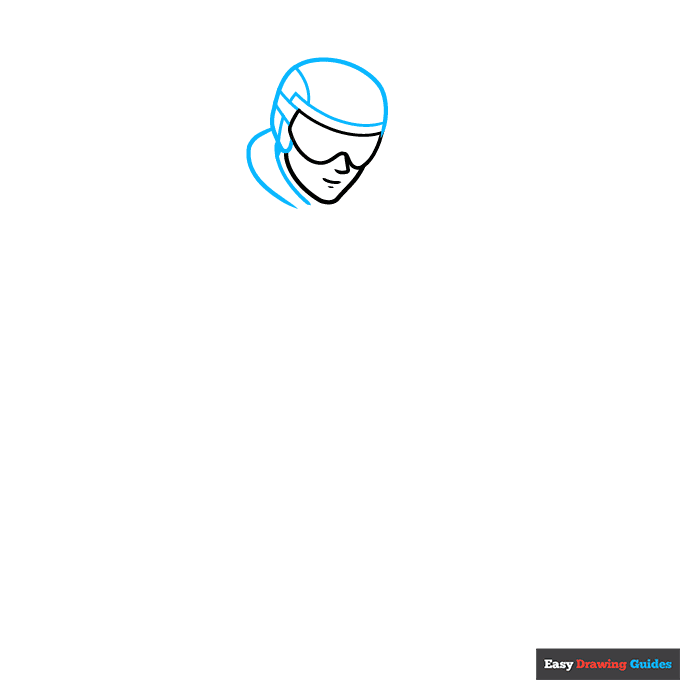 Skiing step-by-step drawing tutorial: step 2
