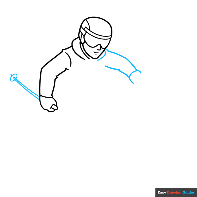 Skiing step-by-step drawing tutorial: step 4