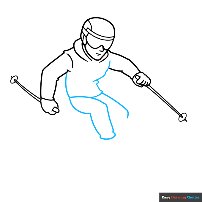 Skiing step-by-step drawing tutorial: step 6
