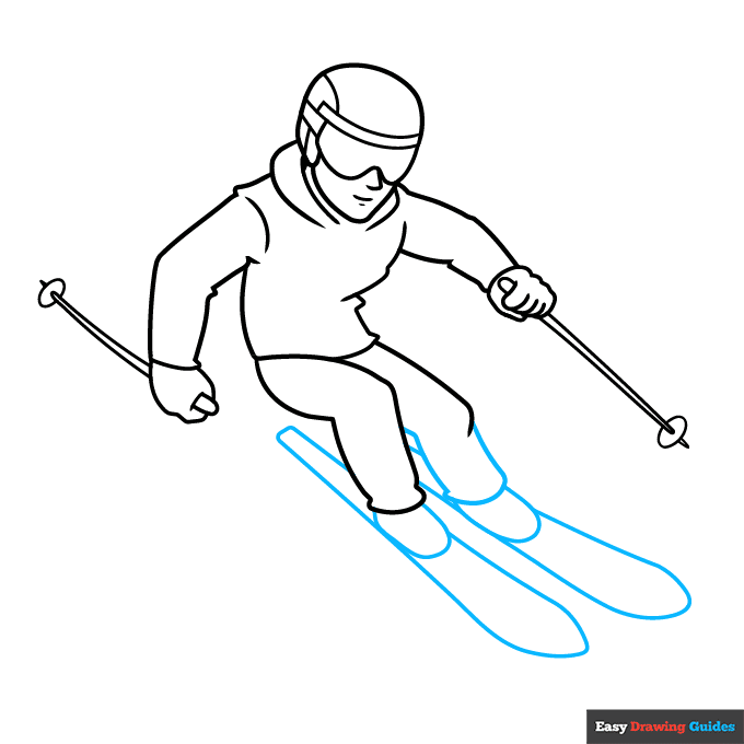 Skiing step-by-step drawing tutorial: step 7