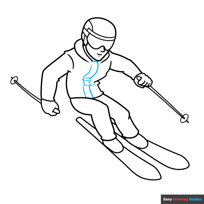Skiing step-by-step drawing tutorial: step 8
