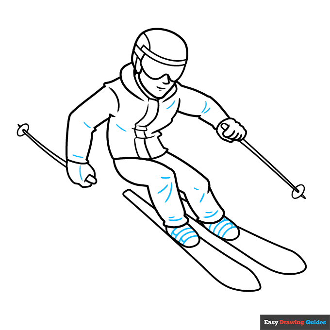 Skiing step-by-step drawing tutorial: step 9