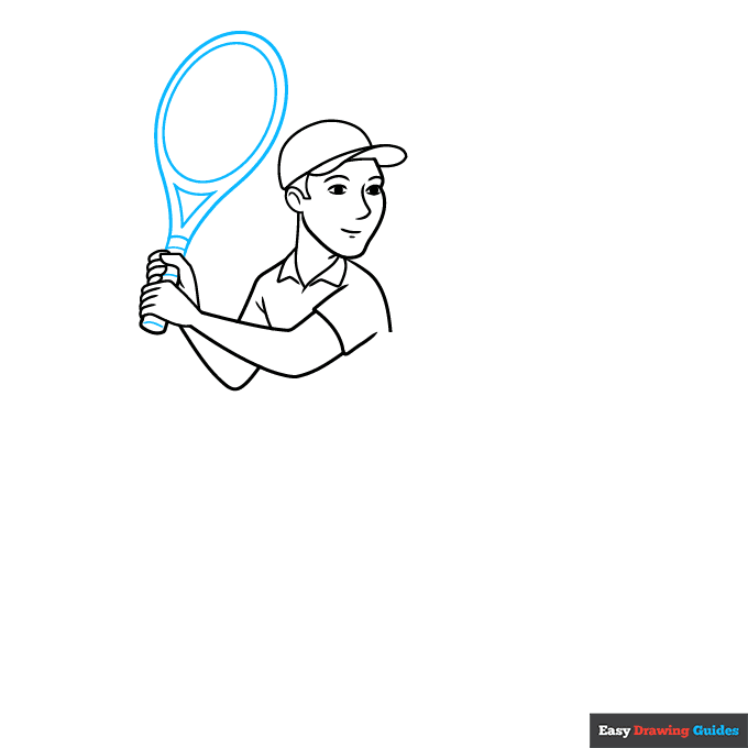 Tennis Player step-by-step drawing tutorial: step 5