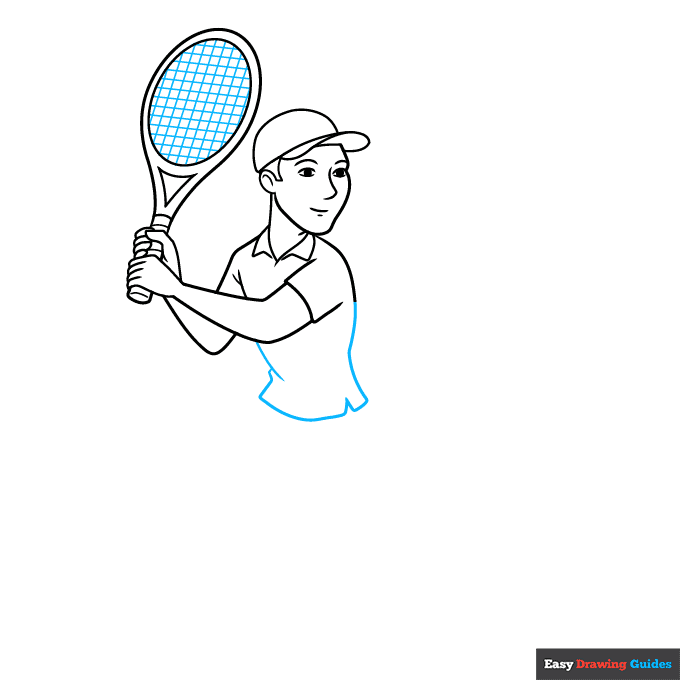 Tennis Player step-by-step drawing tutorial: step 6