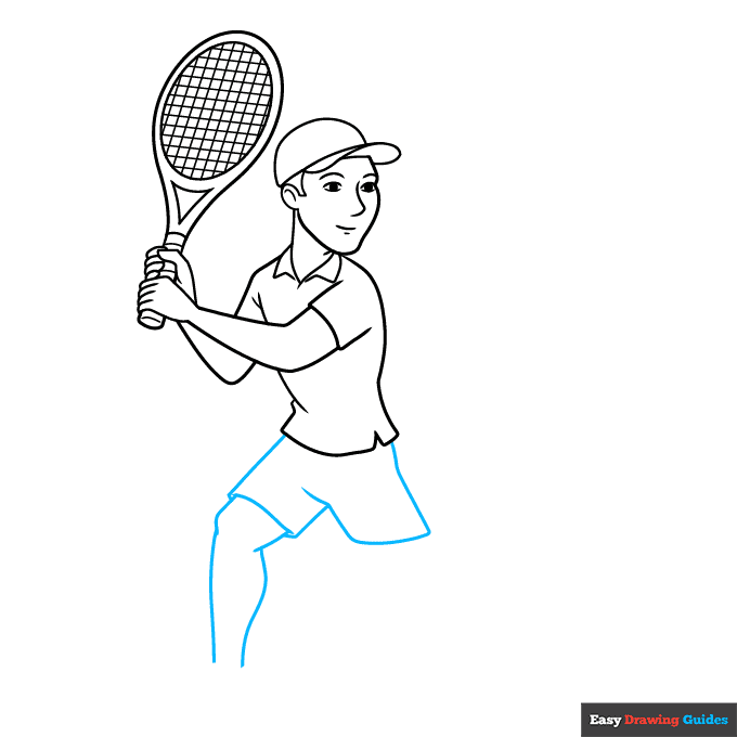 Tennis Player step-by-step drawing tutorial: step 7